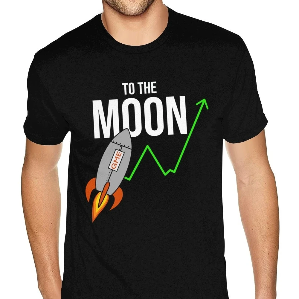 Футболка мужская с круглым вырезом, мягкая хлопковая рубашка в готическом стиле, с принтом аниме, дизайн Gamestop To The Moon