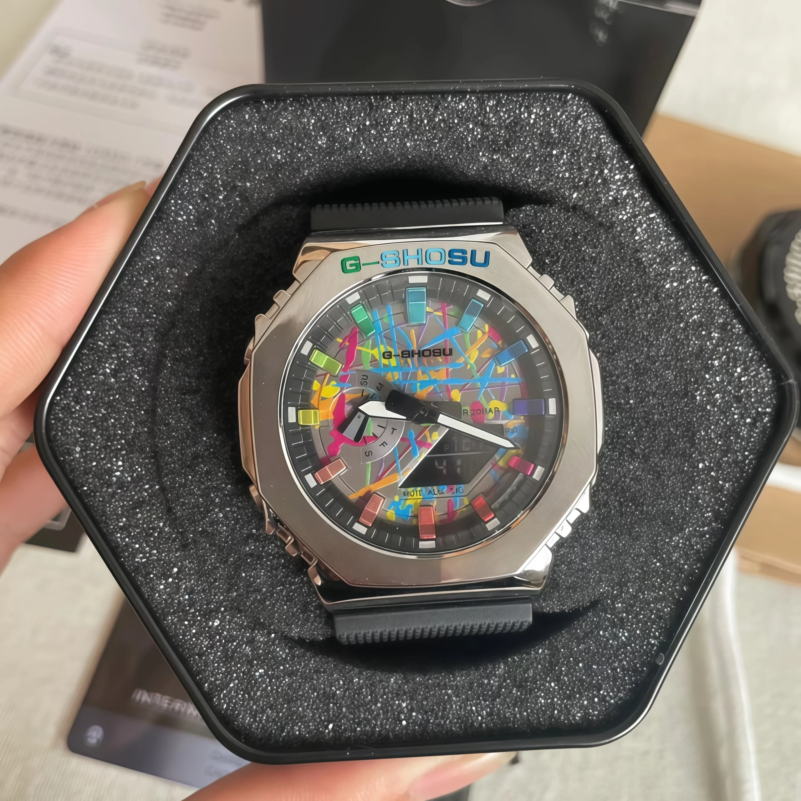 Sports men's and women's universal watch with LED dual display alloy dial, world time full function oak series 10
