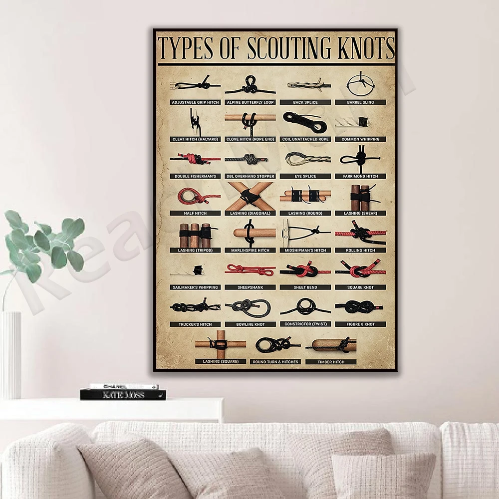 Type Of Scouting Knots Poster, Scouting Poster, Scout Lover Gift