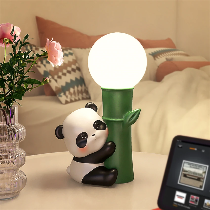 Cartoon cute panda table lamp bedside lamp kids room bedroom night lights LED sleep lamp ornament birthday gift decor lighting