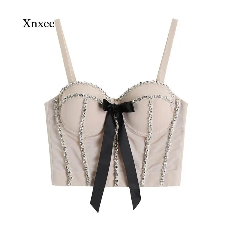 

Summer Women's Camisole with Chest Pad Fishbone Gather Underwear Outside Wear Fashion Trend Heavy Industry Inside Top