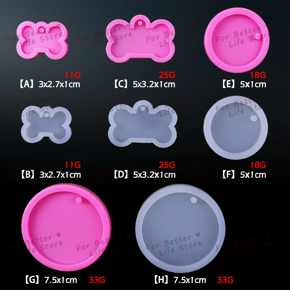 1Pcs DIY Dog Tag Bone Shaped Keychain Casting Soft Silicone Mould  Crafts Key Chain Pendant Making Tools Crystal Epoxy Resin