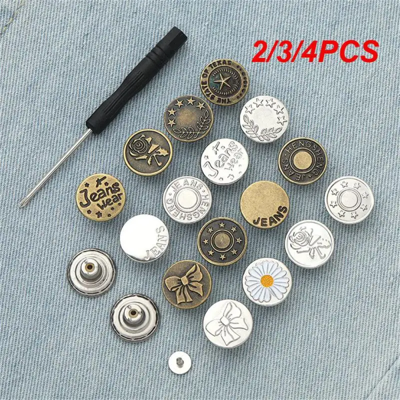 2/3/4PCS Retro Metal Button Non Magnetic Corrosion Resistance 17 20mm Aluminum Alloy Sewing Accessories Removable Jean Buttons