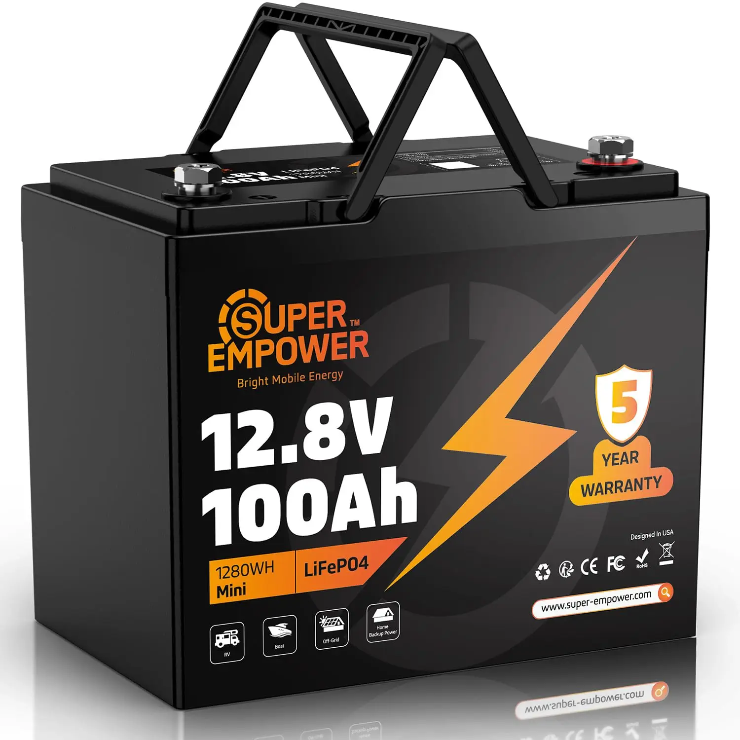 12V 100Ah LiFePO4 Battery, Group 24 Deep Cycle RV/Trolling Motor Battery