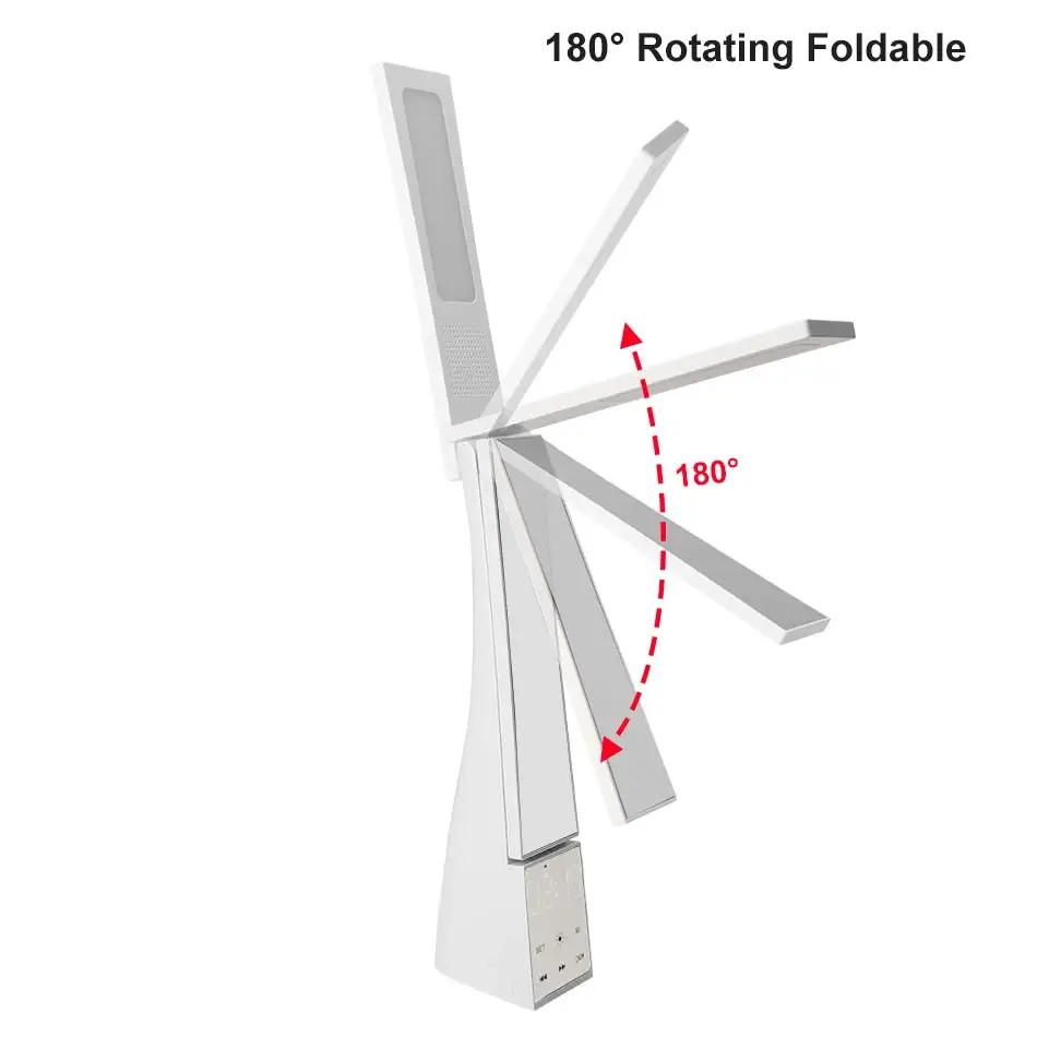 Rechargeable Led Desk Lamp With Bluetooth Speaker Temperature Alarm Clock Dimmable Table Lamp Child Eye Protection Reading Light