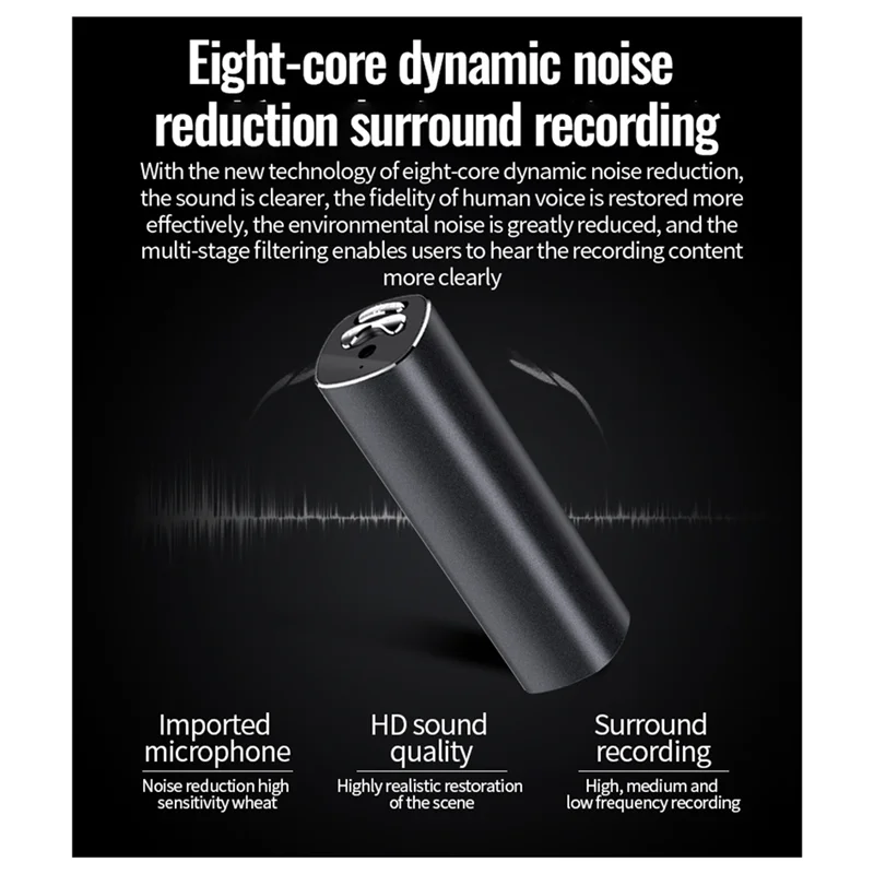 A37T-Q500 Voice Recorder AI Intelligent HD Noise Reduction Control Recording MP3 Conference Interview Record 4GB