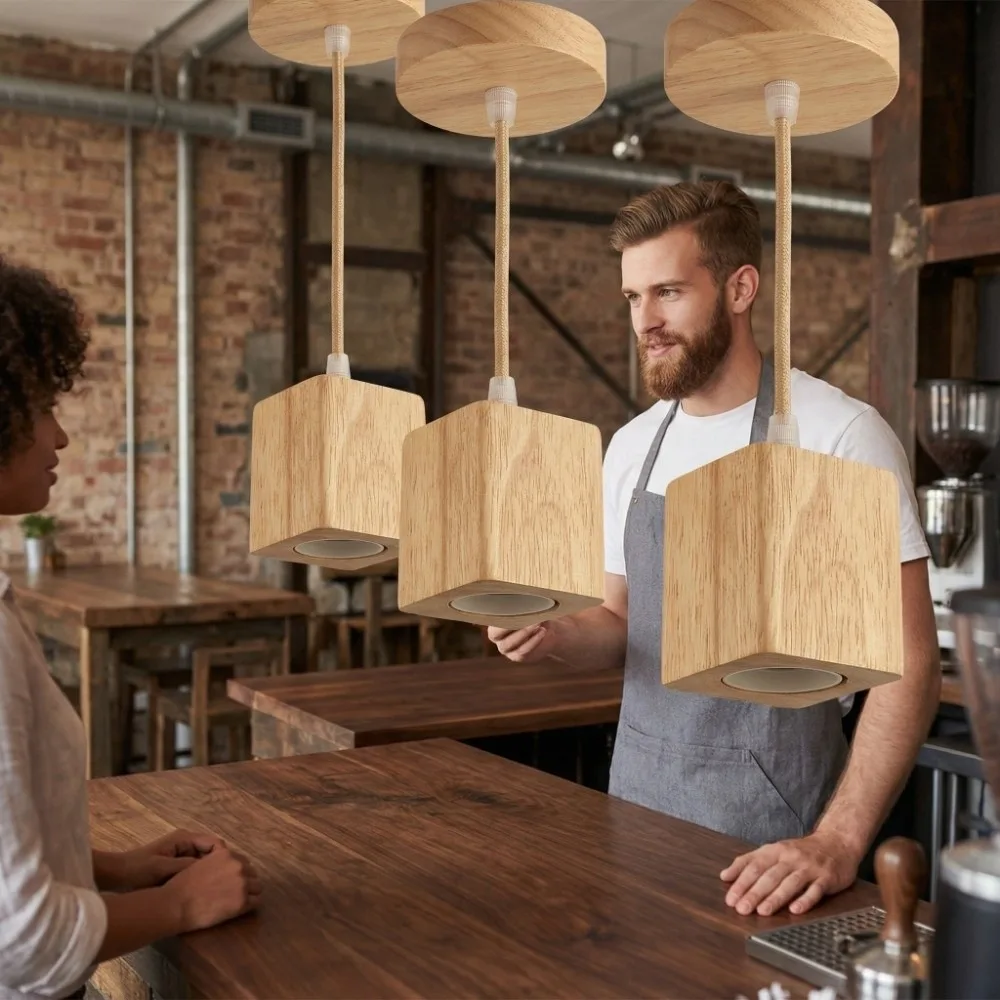 Creative Modern Simple Lamp Holder Irregular Wooden Creative Lamp Base E27 Screw Single Head Light Holder Bar Counter