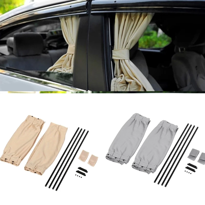 2pcs Universal Car Sun Shade Side Window Curtain Auto Foldable Uv Protection Black Pure Cloth Sun Visor Blinds Cover Car-Styling