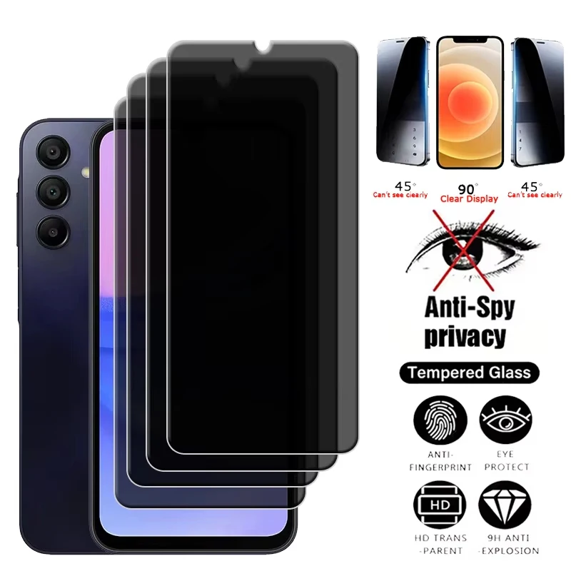 

4PCS Privacy Screen Protector for Samsung S23 S22 Plus S21 S20 FE S25 S24 Ultra A56 A55 A54 A53 A36 A35 A34 A33 A26 A25 A16 A15