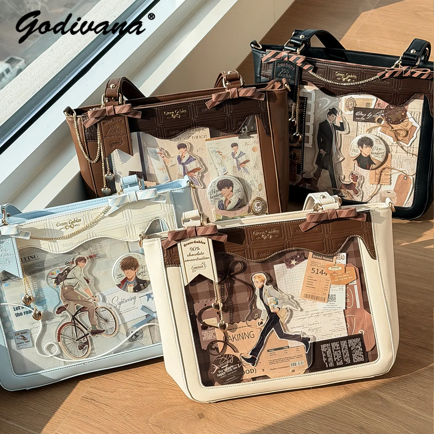 Chocolate Color Matching Lolita Itabag Student Female Large-capacity Shoulder Bag Portable Totes 14inch Computer Bag Handbags
