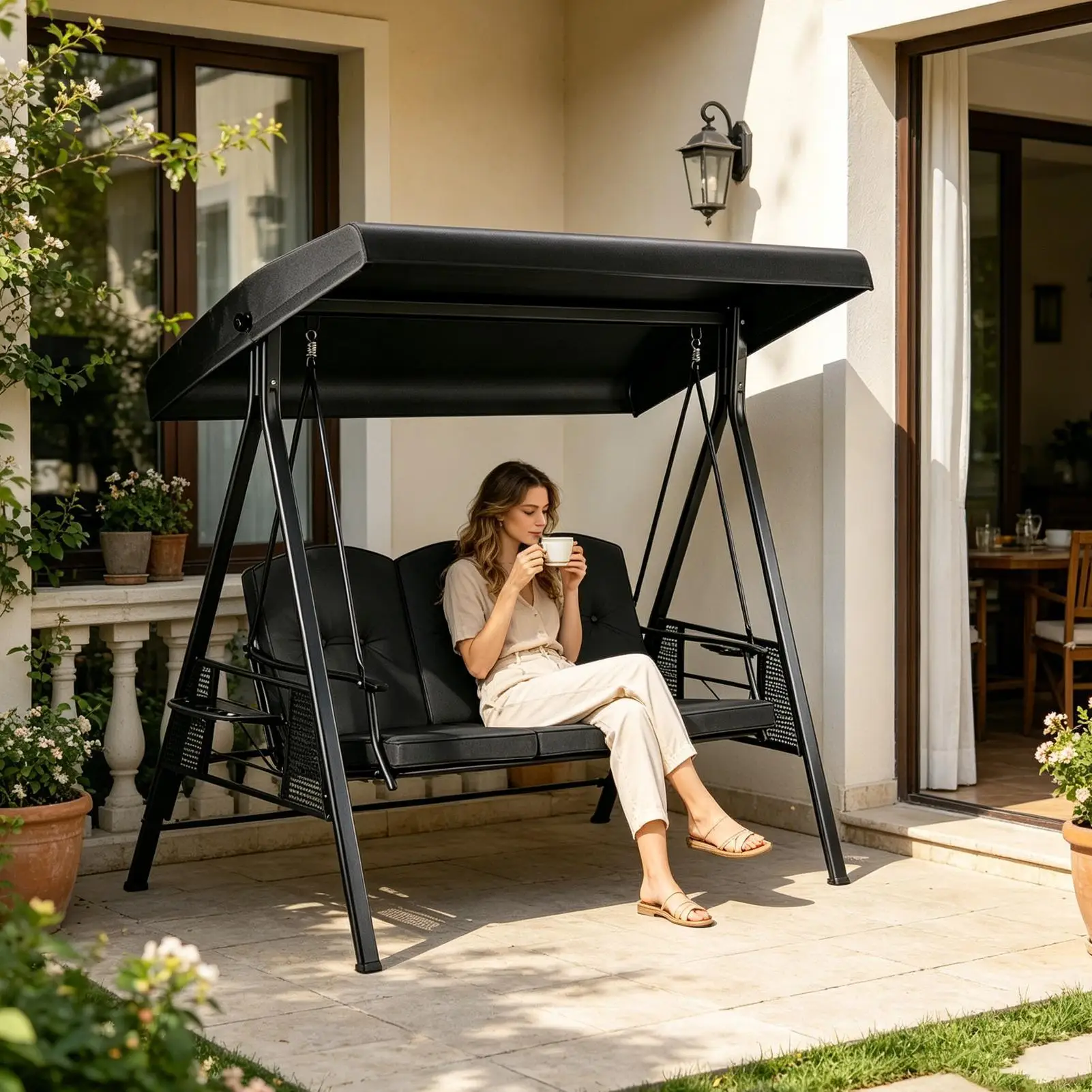 Patio Swing Canopy Replacement Anti-UV Heavy Duty Rip Proof Protective Outdoor Patio Swing Canopy Cover For Garden Yard Pathway