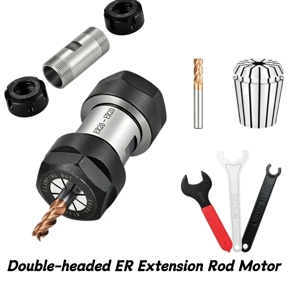Double-headed ER Extension Rod Motor Conversion Set ER11 ER16 ER20 ER20 ER25 ER32 Motor Shaft Column Double Tool Holder Collet
