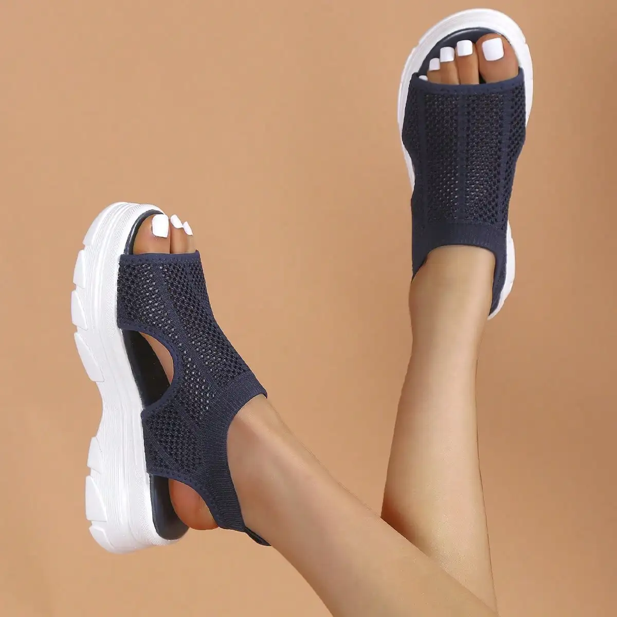 Sandalias con plataforma De malla para Mujer, Zapatos informales ligeros con punta abierta, 2024