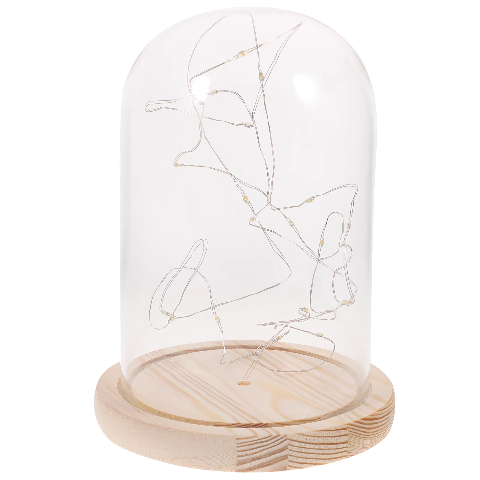 

LED Star Table Lamp with Wooden Base Glass Dome for Bedside Reading Low Power Fairy Lights Jar Night Mason Jars Small Night
