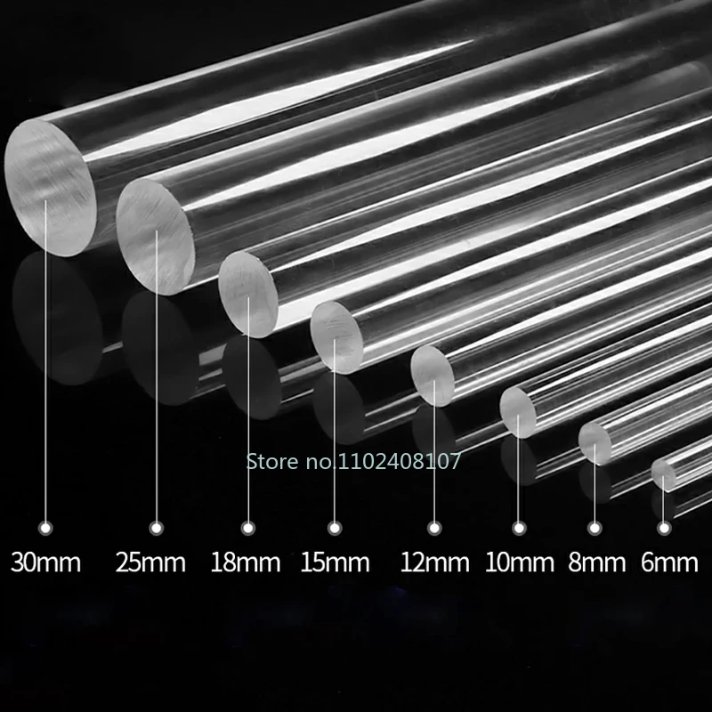 Diameter 2-20mm Acrylic Solid Round Rod Transparent Organic Glass Rod Length 100/150/200/250/300mm