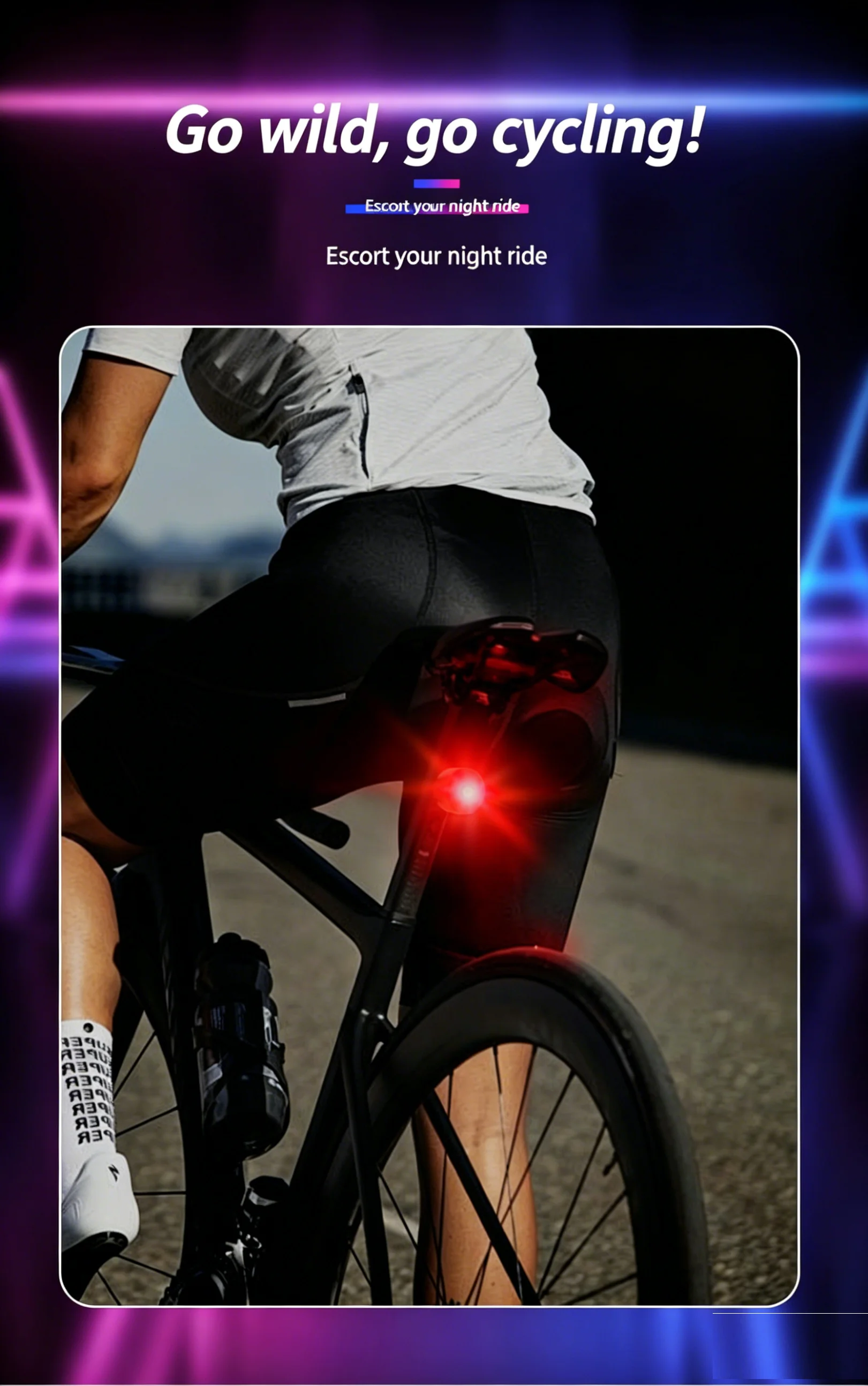 Auto Brake Sensing Bicycle Taillight, Rechargeable Waterproof LED Rear Warning Light for Road Bike Riding