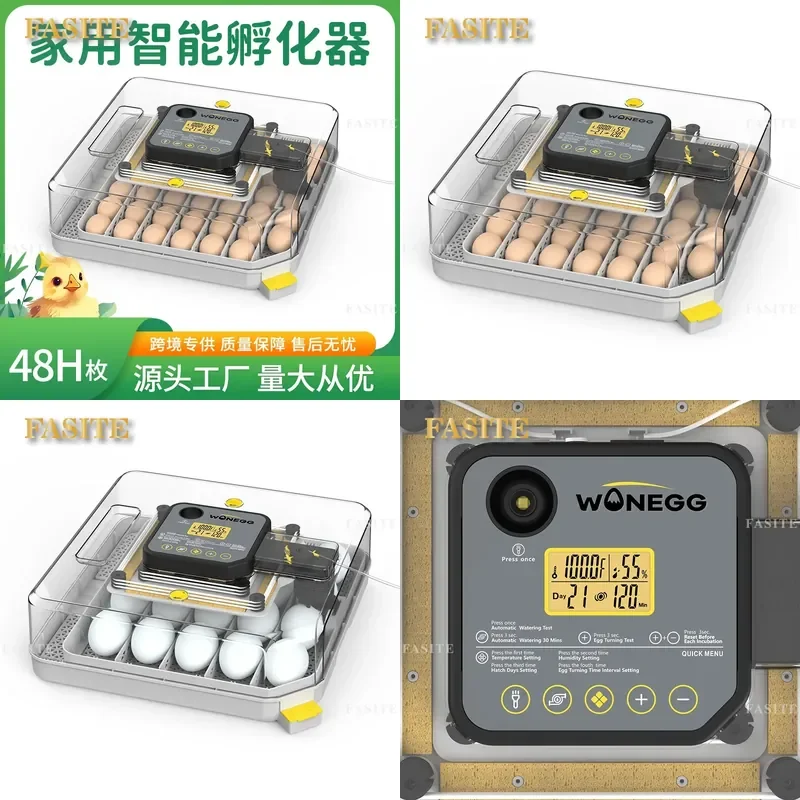 For 48 Eggs Intelligent Moisture Controlled Chick Egg Incubator Automatic Household Poultry Hatcher with Chassis Farm Use