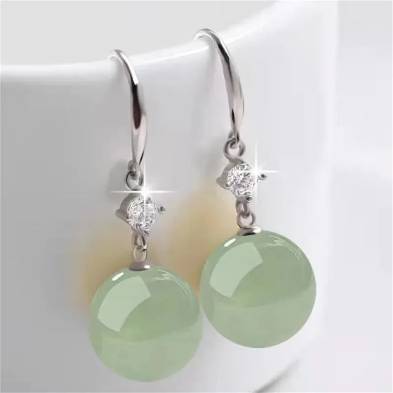 Retro Palace Hotan Jade Damen Ohrringe Zirkon Runde Tropfen Klassisch Elegant Ethnisch Schmuck Jubiläumsgeschenk