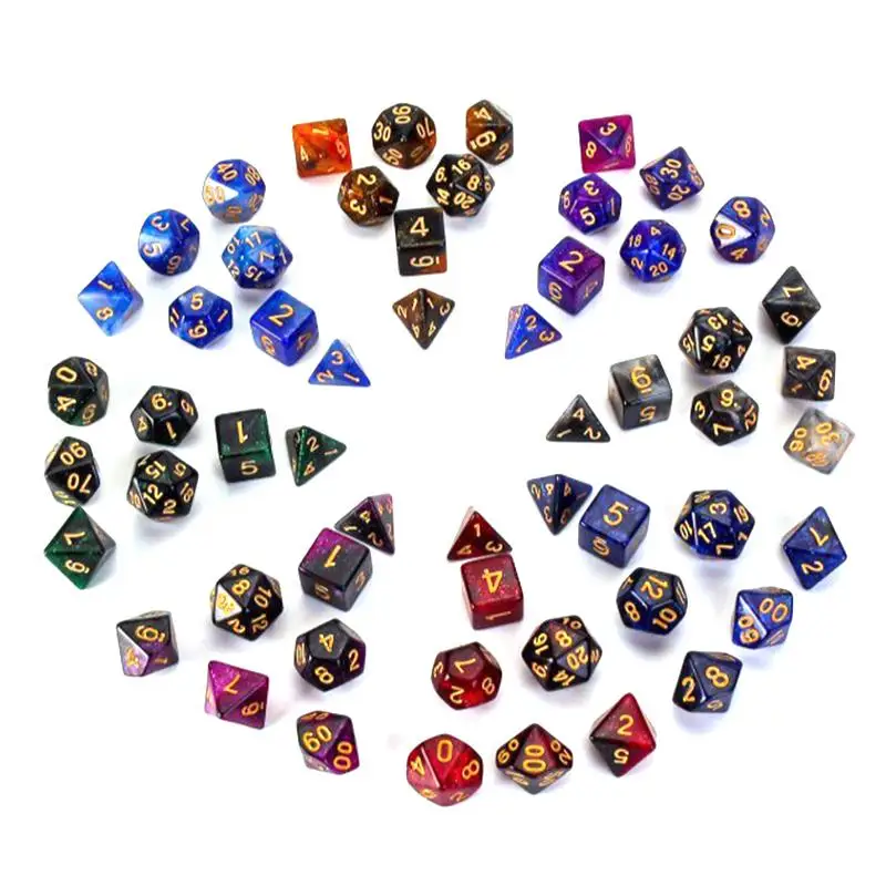 7pcs/set Table Game Polyhedral Dice Multicolor Polyhedral Game Dice For Dungeons And Dragons DND RPG MTG 4 6 8 10 12 20 D4-D20