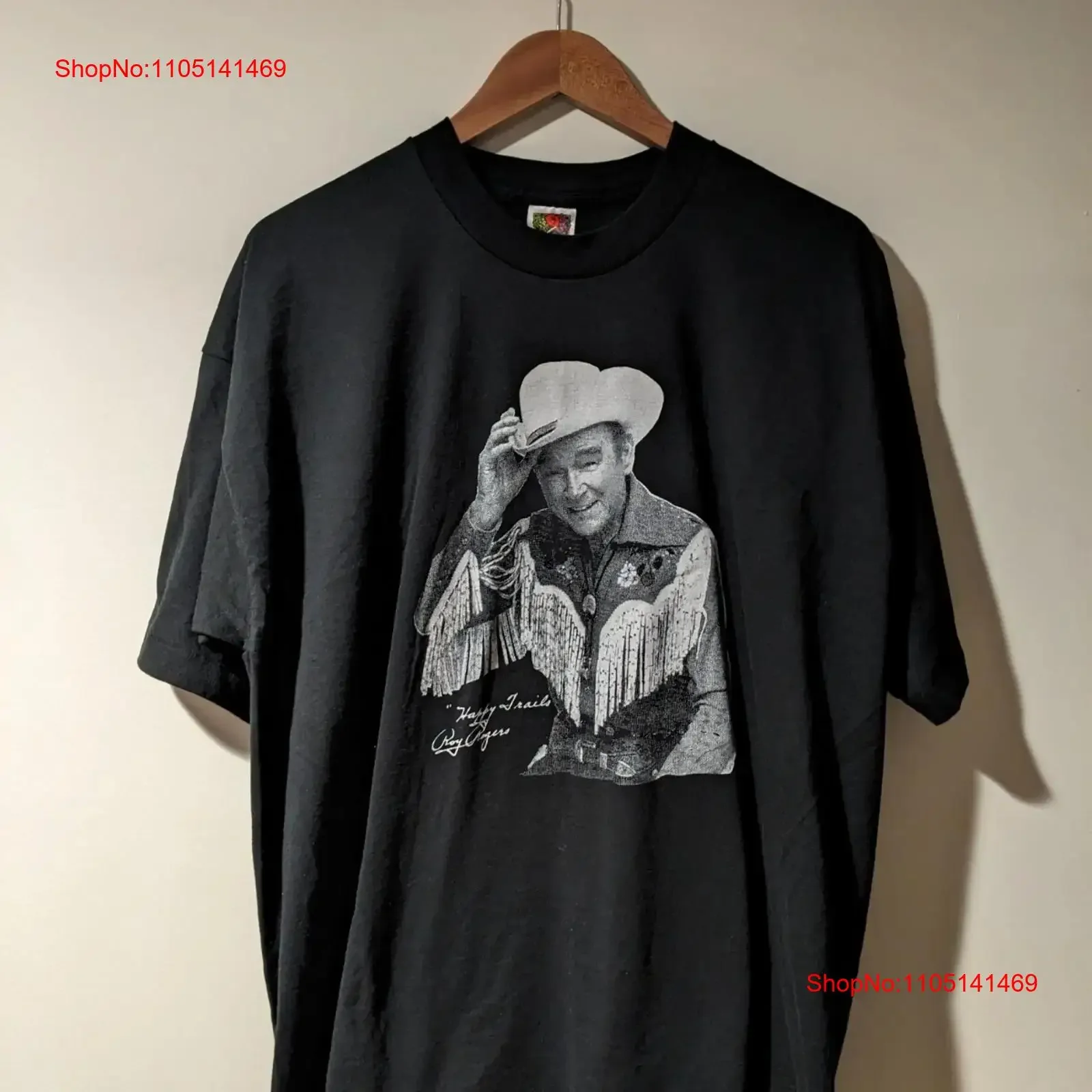 Vintage 90s Roy Rogers Happy Trails Country Singer Black XX Large T Shirt vintage Washed Casual designer clothes Slightly