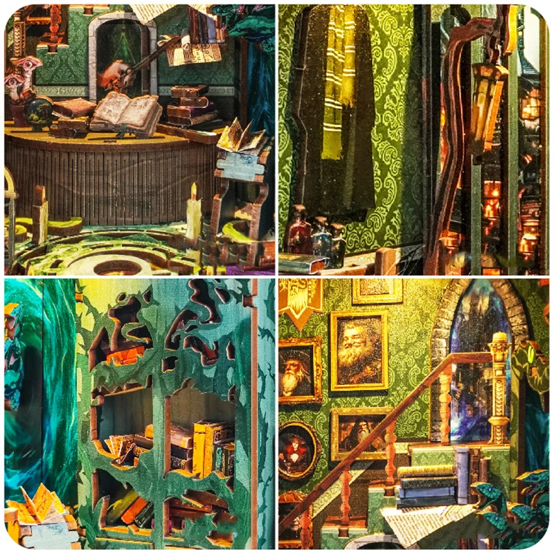DIY casa de serpiente de madera, rincón de libros, estante de inserción, Kits de modelos en miniatura, estantería con sujetalibros ligero para amigos, regalos de cumpleaños