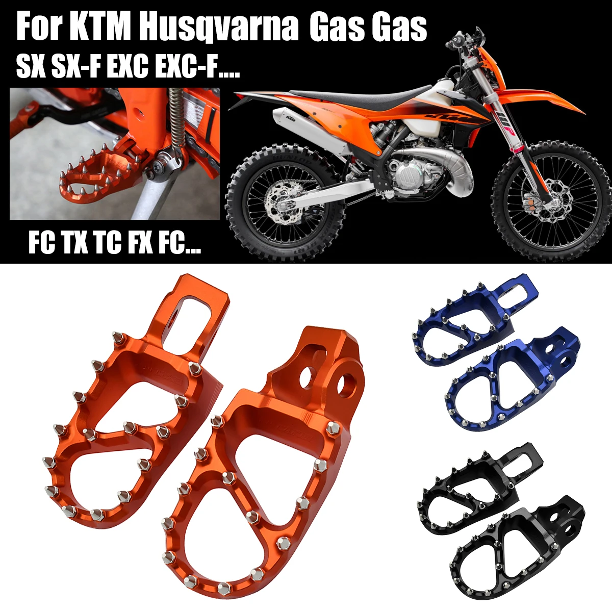 

Motocross Foot Pegs FootRest Footpegs Rests Pedals For KTM SX SXF EXC EXCF HUSQVARNA TC FC TE FE TX FX 85 125 250 300 450 530