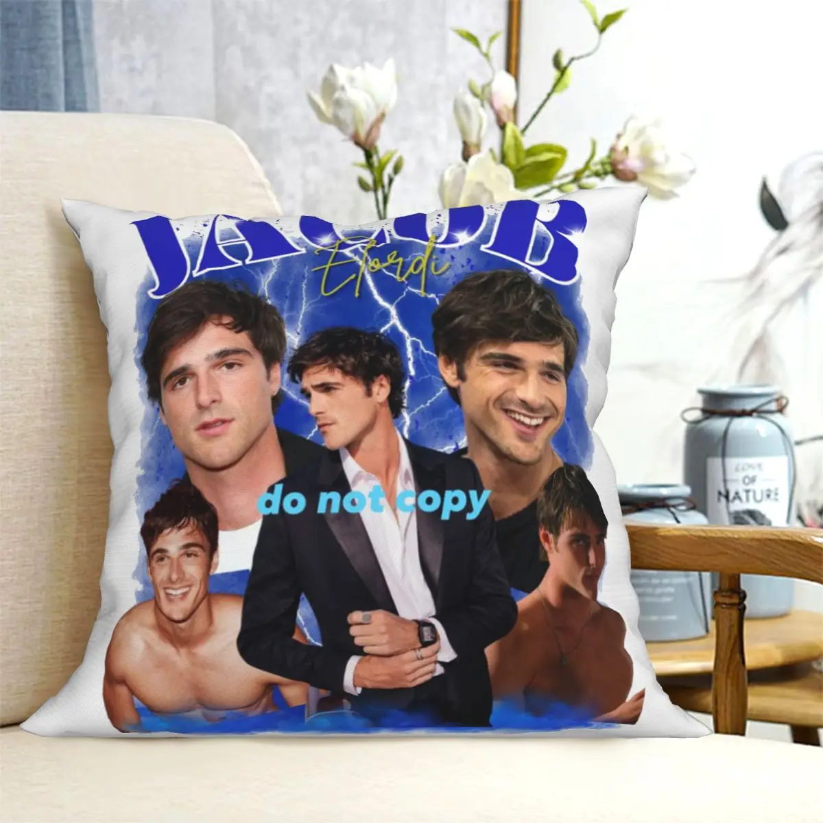 Jacob Elordi Australian Actor Square Pillowcase Cushion Cover Pillow Case Throw Pillow Cover for Home Bedroom Car