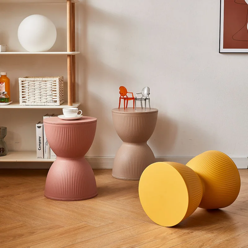 Modern Minimalist Shoe-changing Stool Creative Hourglass Type Thickened Plastic Children's Round Stool Home Small Stool