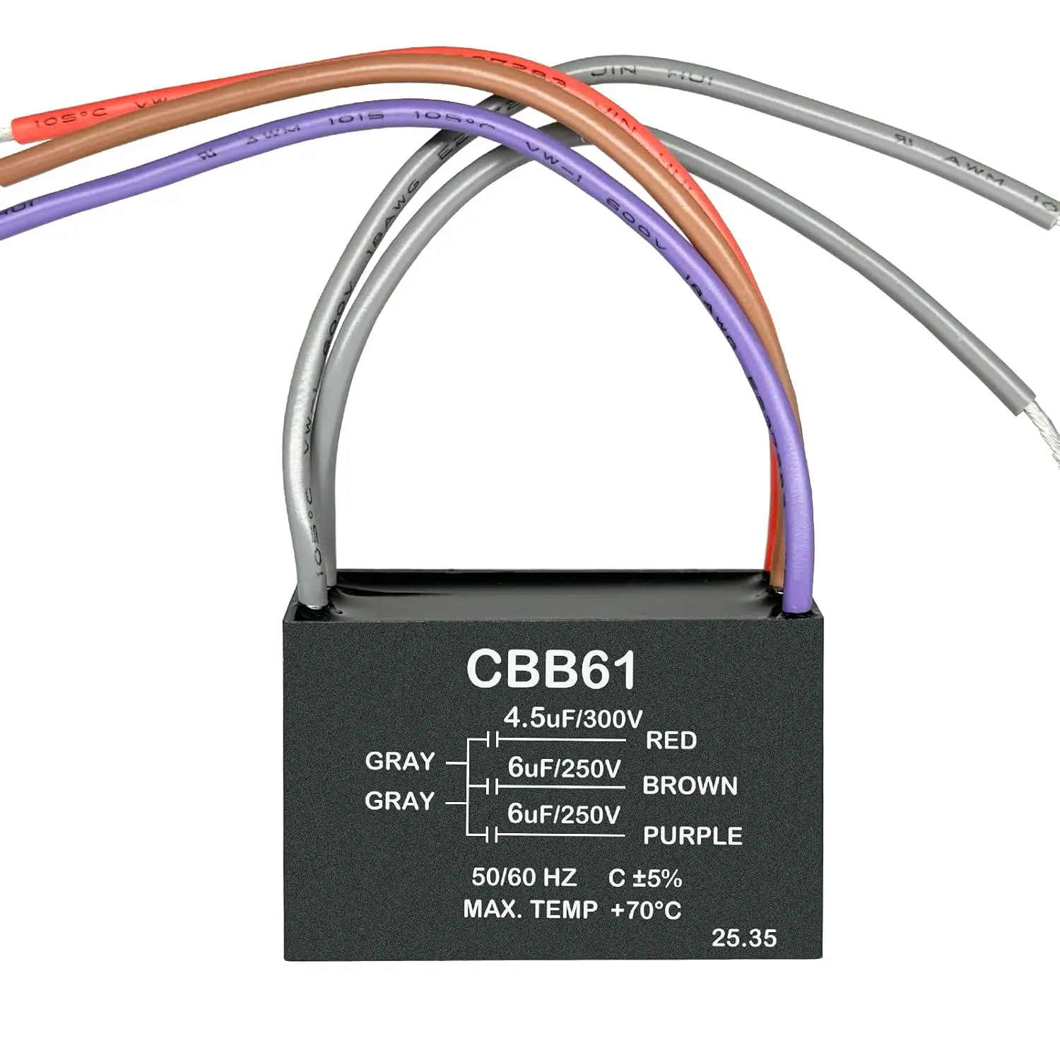 Condensador para Ventilador de Techo CBB61 4.5uF + 6uF + 6uF 5 Cables 250V Compatible con New Harbor Breeze Hunter y Otros
