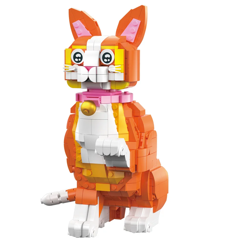 KNEW BUILT-Mini modelo de gato Adorable para niños, bloques de construcción, caras expresivas, opciones naranjas y negras, juguetes para fanáticos