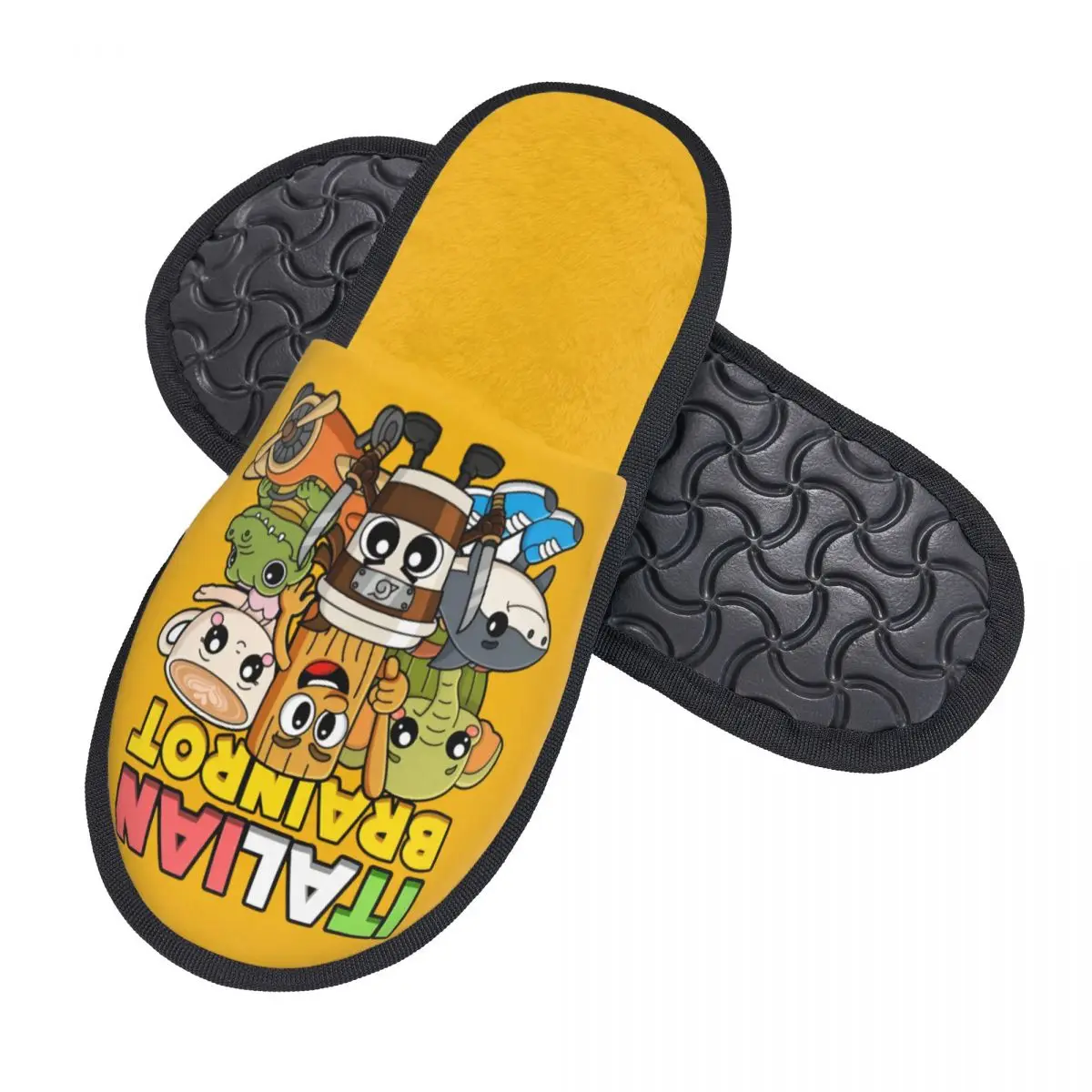 Custom Italian Brainrot Memory Foam Slippers Women Soft Warm Animals Cartoon House Slippers