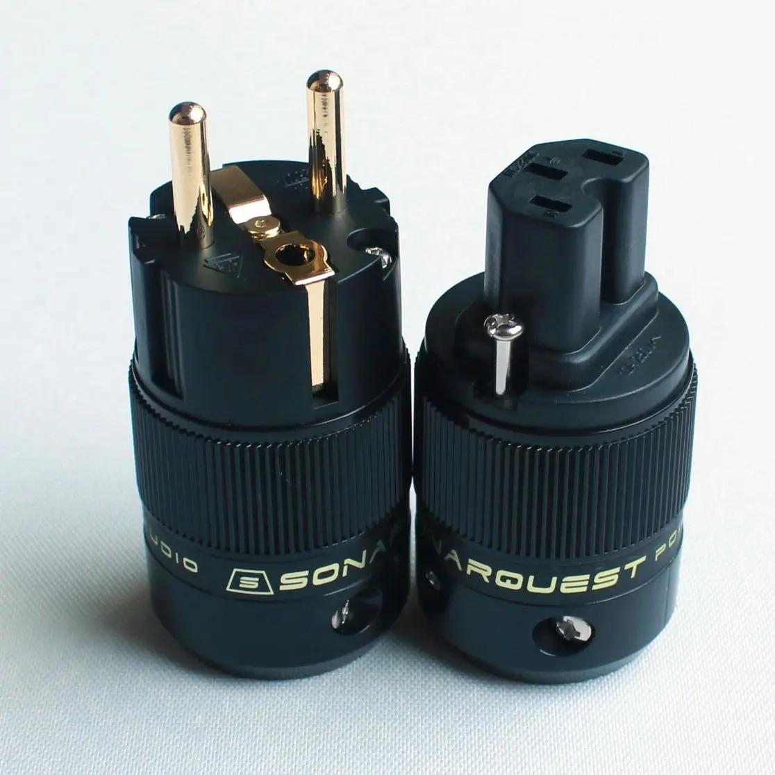 SonarQuest High Quality Hifi Schuko Power Plug EU European Male Female 24K Gold plated Diy SE-GE(B) + SE-GC(B)