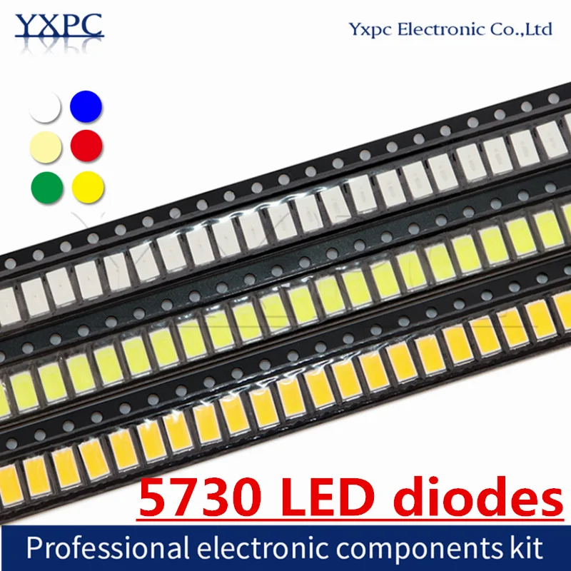 100pcs 5730 0.2W 0.5W White Light SMD LED diodes Purple Ice-Blue Orange Yellow-Green Red Yellow Blue Green Warm-White