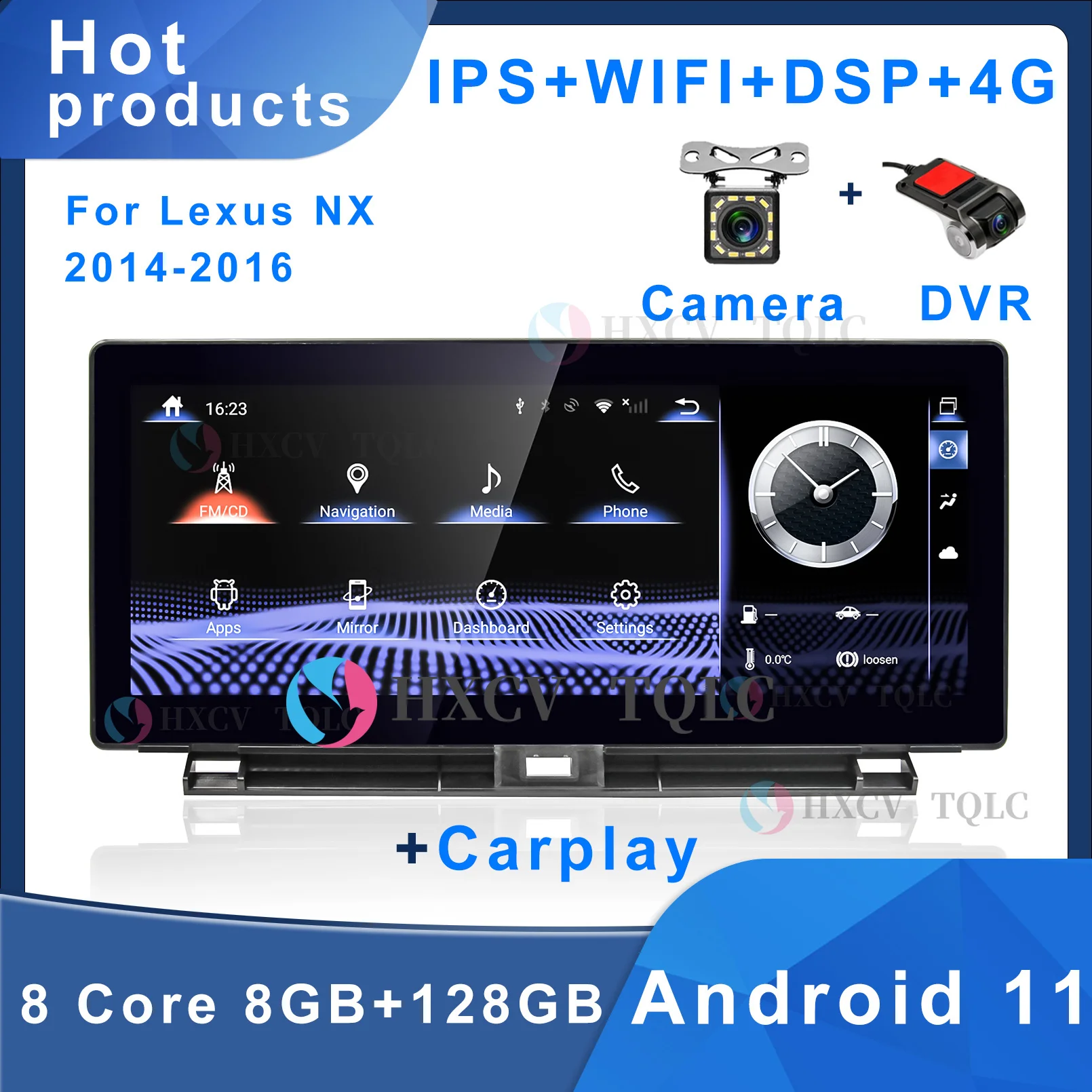 

HXCV Android Smart Car Radio Stereo for Lexus NX 2014-2016 Car Audio 12.3 Inch Gps Navigator 4G Multimidia Player with Carplay