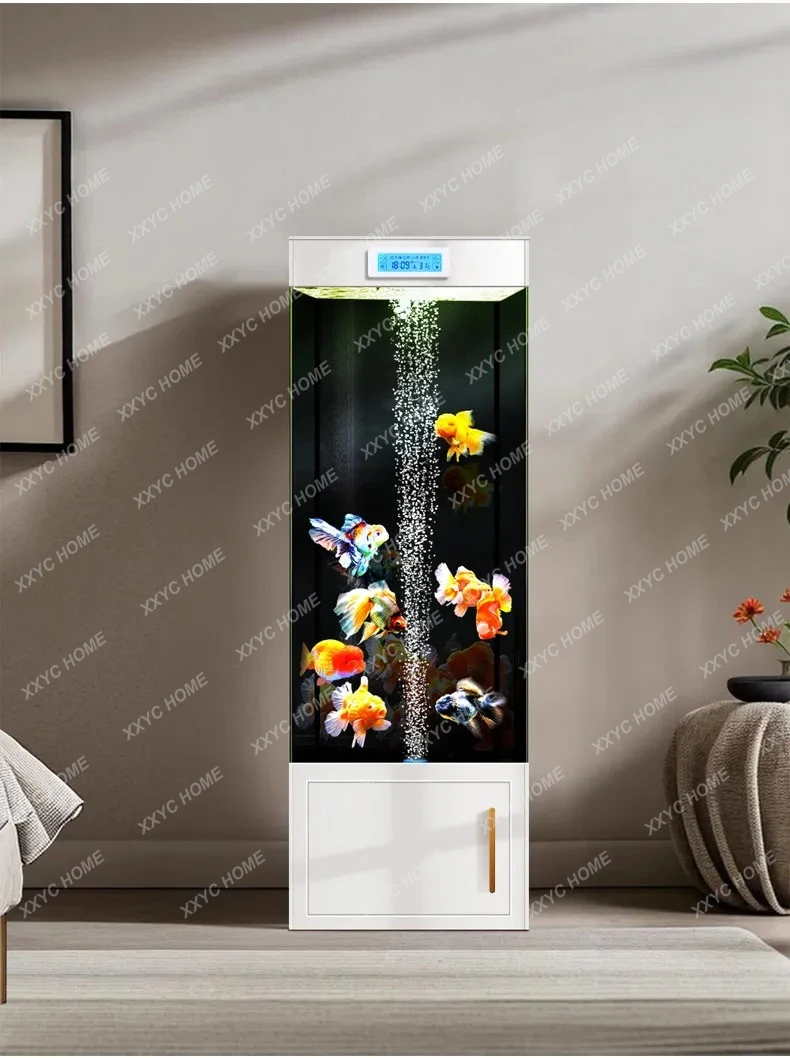 

Filtration And Oxygen Generation Integrated Ultra-white Glass Aquarium Living Room New Intelligent Tubeless Vertical Fish Tank