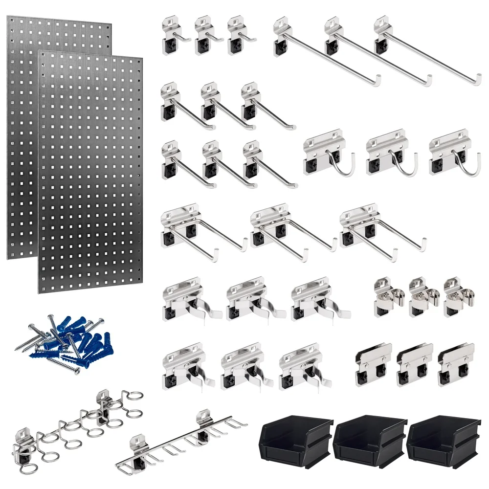 

304 Stainless Steel Heavy Duty Pegboard System with 32 LocHook Assortment Tools Storage Clean Room Use