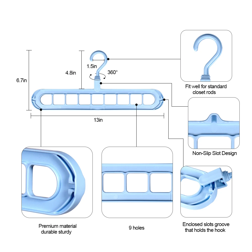 Cintre à 9 Trous Pliable Multifonction pour Vêtements, Support de vaccage pour Écharpe