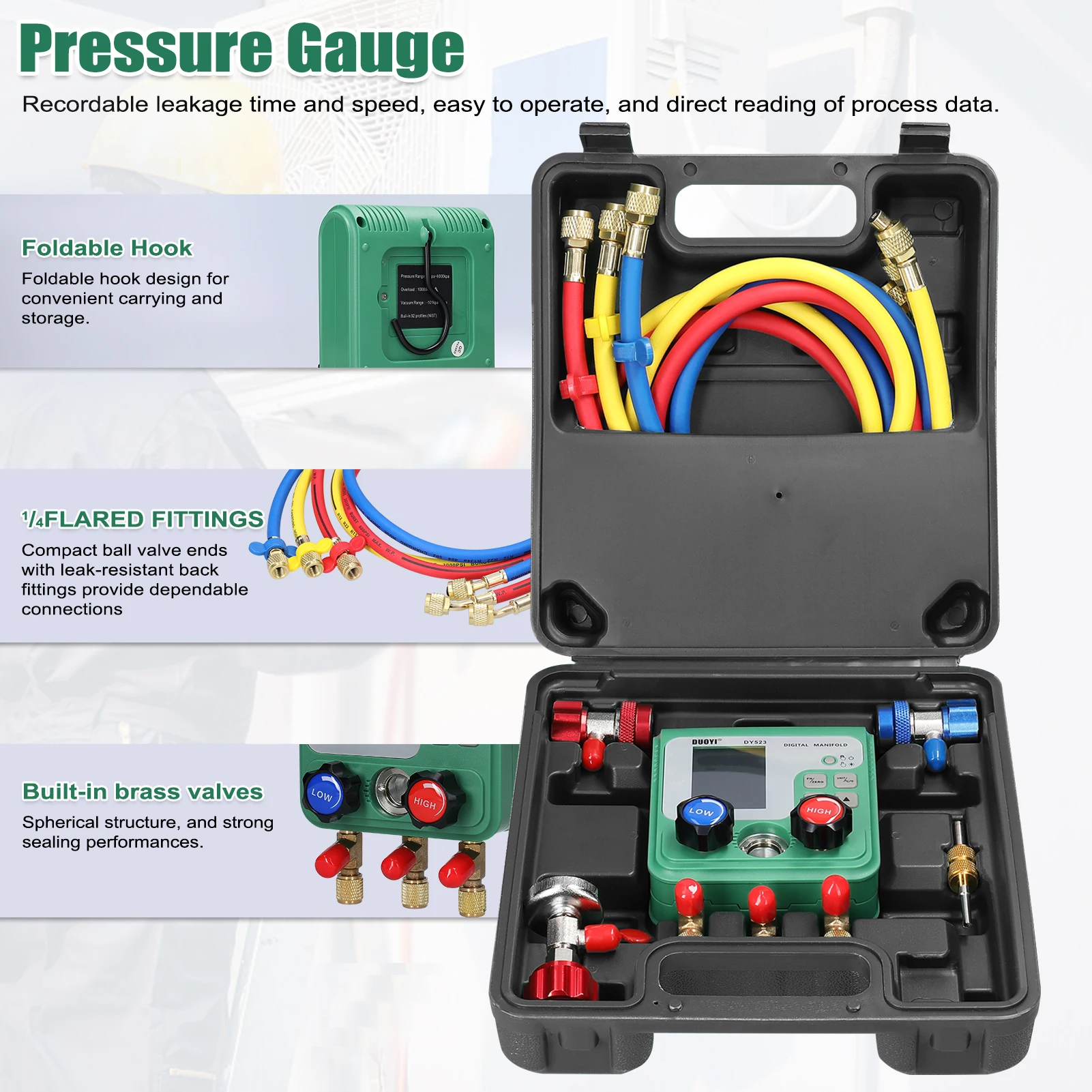 Electronic AirConditioning Refrigerant Fluoride Meter Vacuum Pressure Gauge Manifold Gauge Automobile Refrigerant Repairing