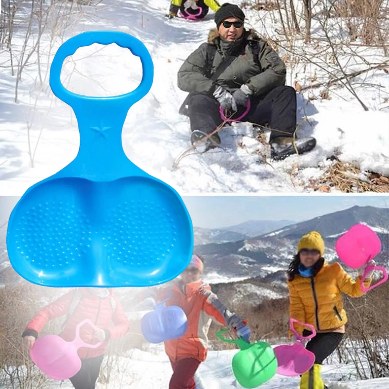 Snow Sled Plastic Grass Sliding Sled with Handle Portable Winter Snow Sledge Board for Adults Kids Outdoor Sport Supplies
