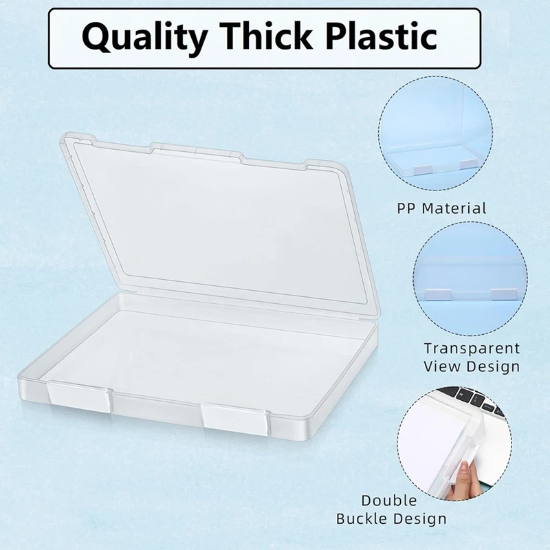 4 Pack A4 File Box,Clear Plastic Document Storage Box,For 8.5Inch X 11Inch Letter Paper, For Magazine File