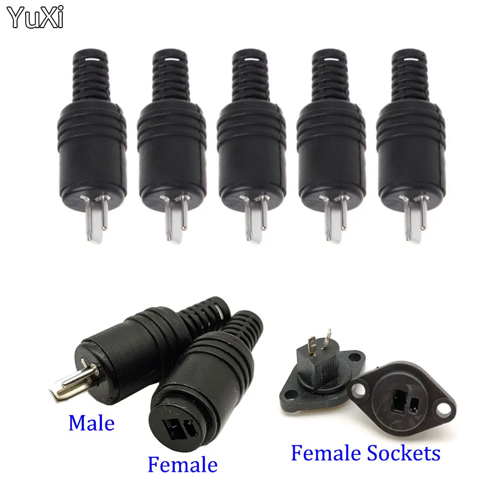 

YUXI 1PCS 2 Pin DIN Speaker Wire Plug 2P Hifi Loudspeaker Cable Solder Connector Male Female Socket