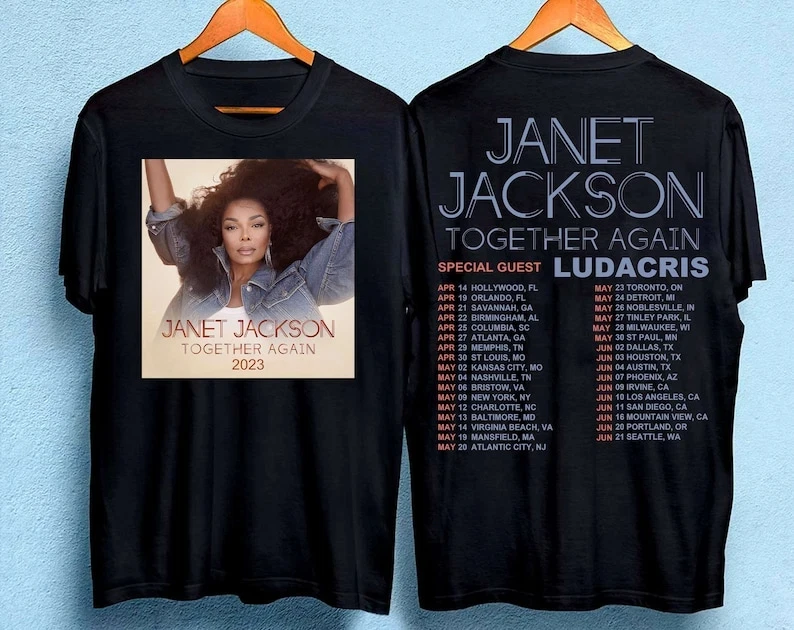 

2025 Summer Janet Jackson Together Again Tour Shirt Cotton Round Neck T-shirt for Men and Women