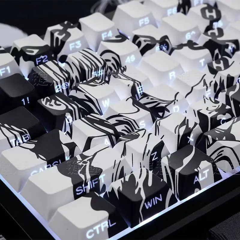 Полупрозрачные колпачки для клавиш Makima в стиле аниме, 130 клавиш, колпачки для клавиш из ПБТ, колпачки для клавиш из Японии, колпачки для механической клавиатуры Dye-sub для 64/68/71/108