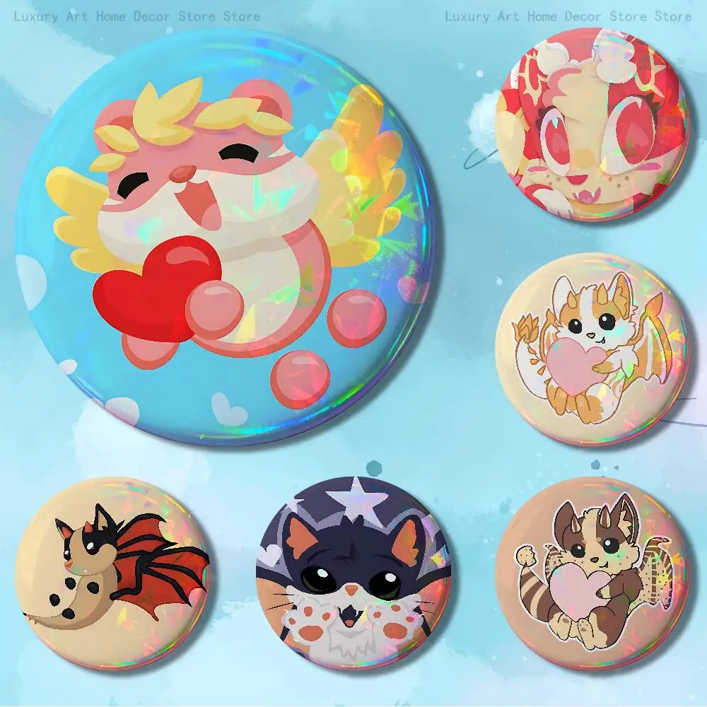 Game A-Adopts Me 58mm 44mm HD Print Brooch Badges Pretty Derby Round Display Brooches Lapel Pins