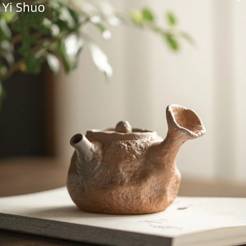 

Original Mineral Coarse Pottery Side Handle Teapot Vintage Tea Brewing Single Pot Japanese Style Small Tea Infuser Tea Kettle