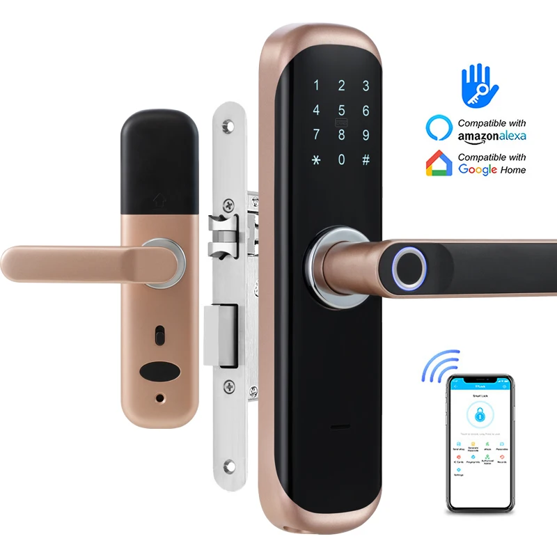 TTLock APP Remotely Biometric Fingerprint RFID Card Code Bluetooth Password Electronic Mechanical Key Smart Door Lock
