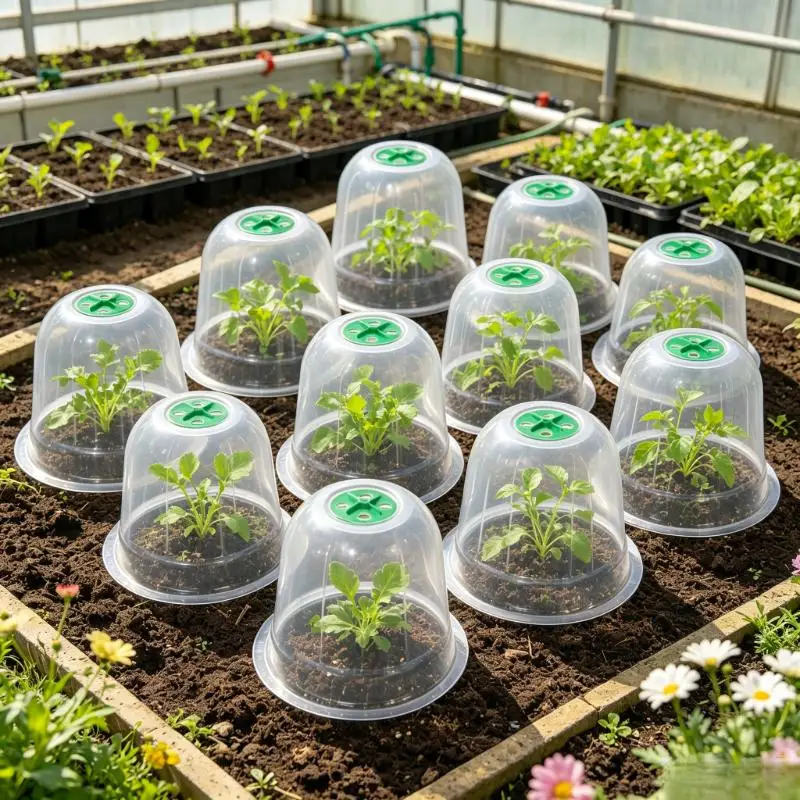 7Pcs Extra Large Plastic Plant Cover With Breathable Green Lid Moisturizing Seedling Protector For Home Garden Balcony Indoor