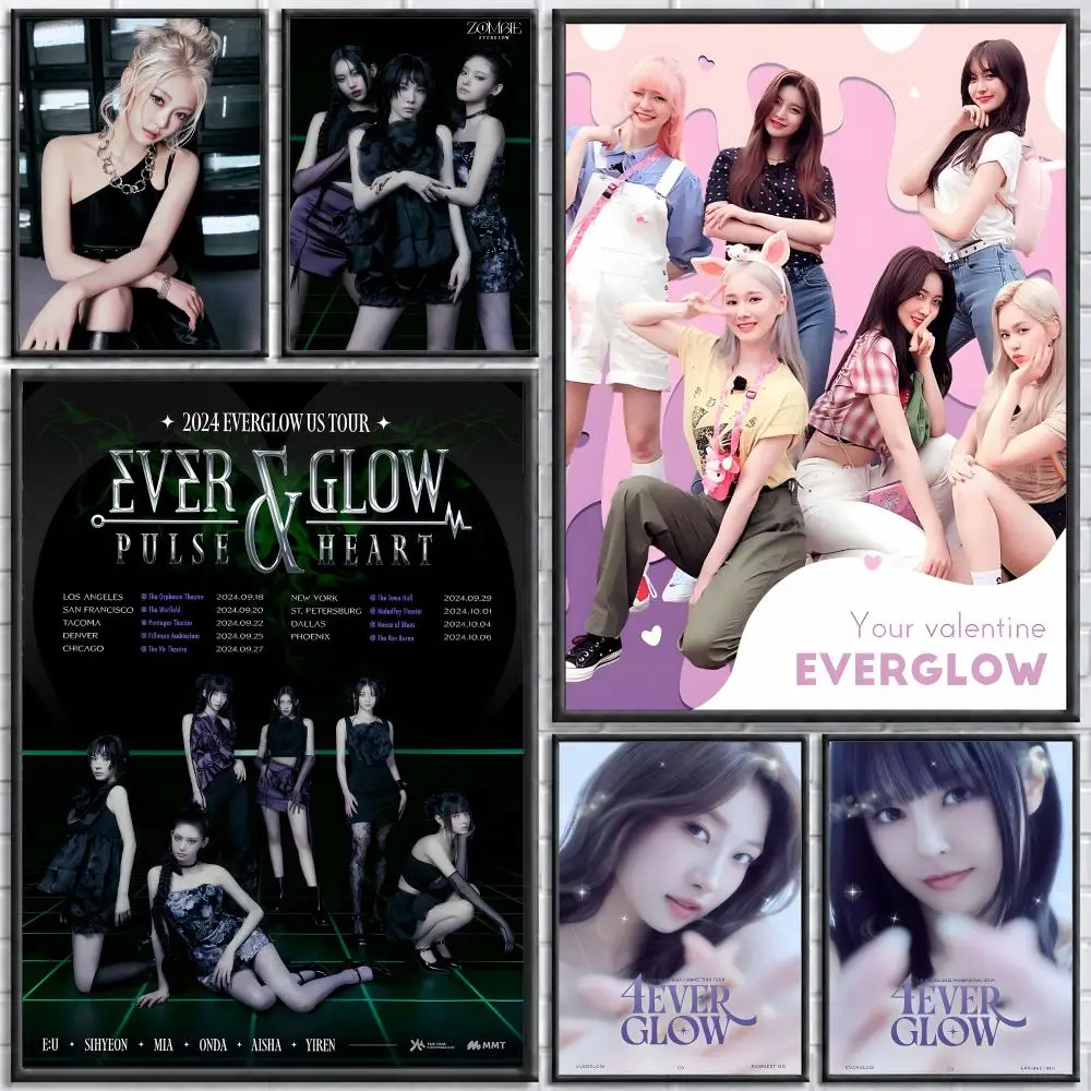 Idol Group E-EVERGLOW Poster Poster Wall Sticker Waterproof Self Adhesive HD Art  Bedroom Bar Decor