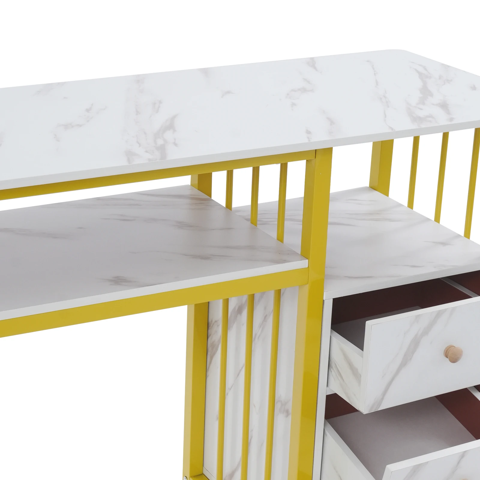 Nail Desk Manicure Table Marbling Texture Manicure Desk with 3 Drawers 100*40*76cm for Living Rooms, Offices, Nail Salon