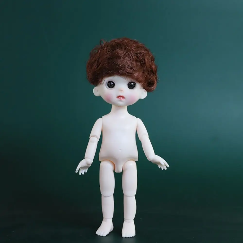 Mini boneca brinquedo bonito 1/8 bjd móvel conjunta boneca corpo cabelo encaracolado diy nu 13 articulações boneca móvel 3d cabeça de boneca com presente de cabelo